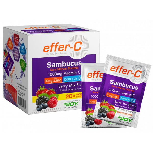 Effer-C Vitamin C Sambucus Karışık Meyve 20 Efervesan Saşe
